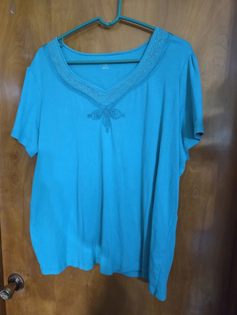 St Johns Bay 2xl Teal Top With Beaded Collar